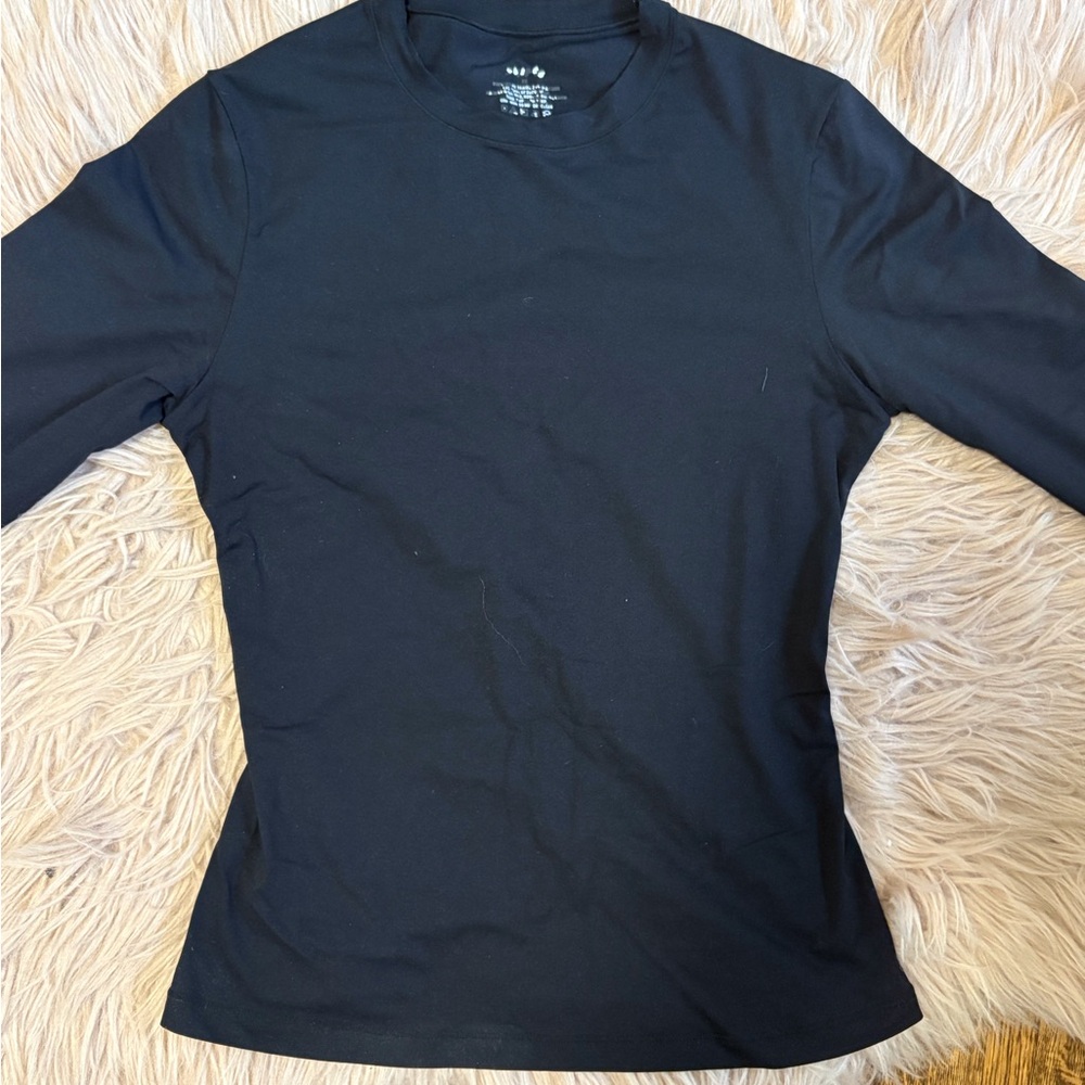 SKIMS Black Long Sleeve Crew Neck Top